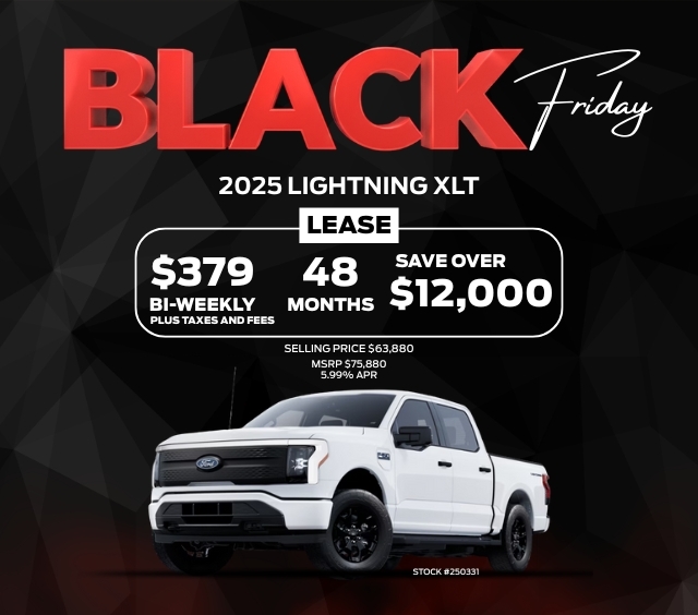 Black Friday sale for 2025 Lightning XLT. Lease $379 bi-weekly, save over $12k, $63,880. 5.99% APR.