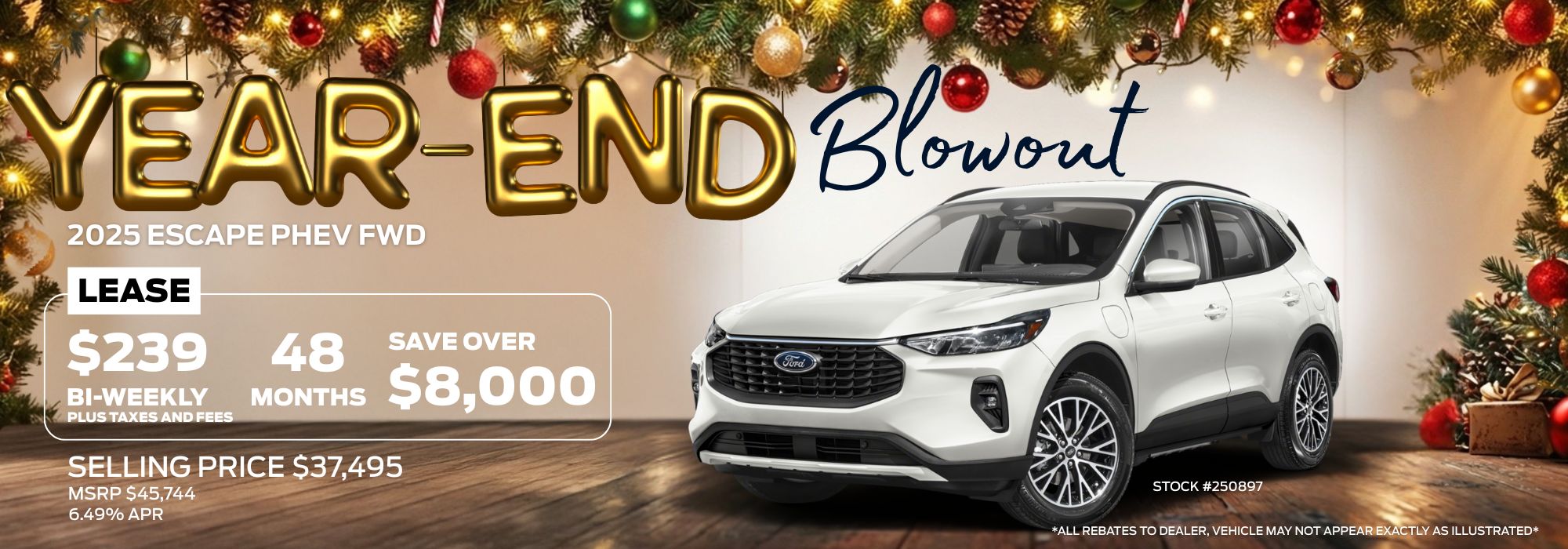 2025 Escape PHEV FWD year-end blowout sale; lease at $239 bi-weekly for 48 months, save over $8,000.