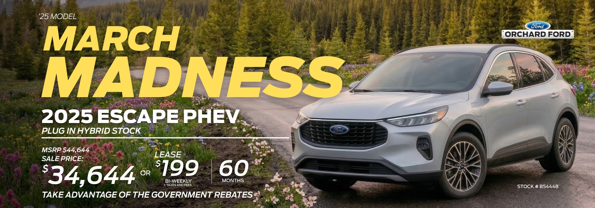 2025 Ford Escape PHEV with March sale: $34,644 or lease $199 bi-weekly. Plug-in hybrid offer.